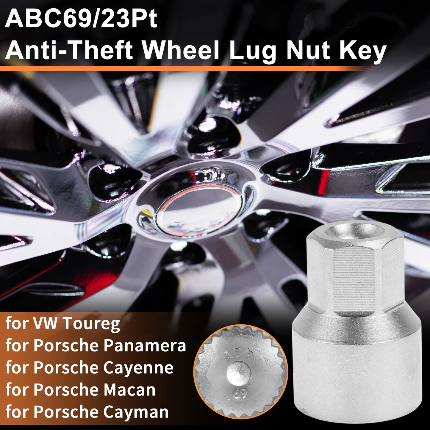 Wheel Lock Lug Nut for VW Touareg (2004–2018) - Key Socket Removal Tool
