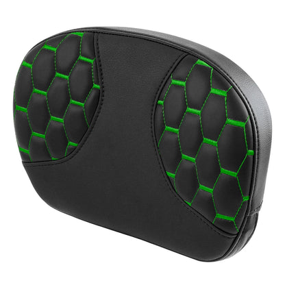 Passenger Sissy Bar Backrest Pad for Harley Touring Street Glide Black+Green