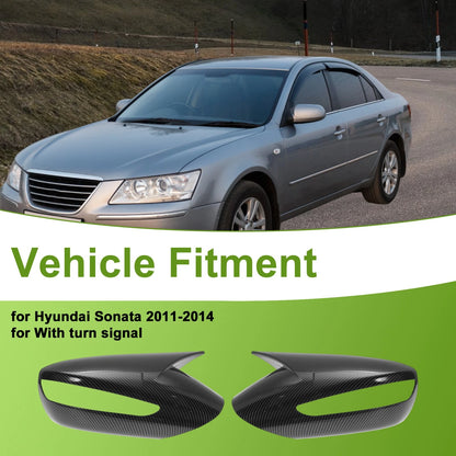 1 Pair Side Mirror Cover Caps for Hyundai Sonata (2011–2014) Black
