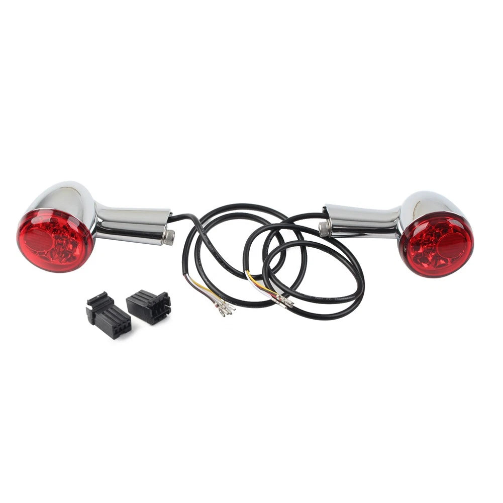 LED Rear Turn Signals for Harley XL883 XL1200 Sportster (1992–2022) Chrome Red
