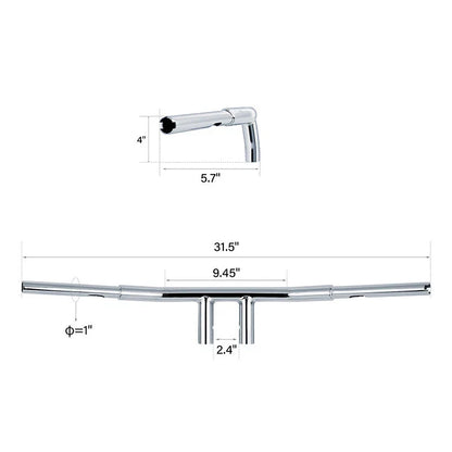 1 1/4" Fat Chrome 4" Rise T-Bar Handlebar for Harley Sportster Dyna (2004-2023)