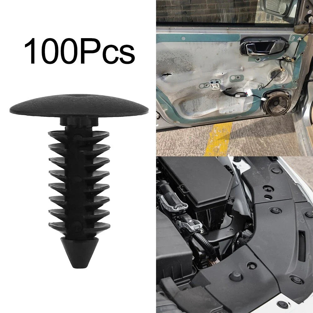100pcs 7.8mm Plastic Car Interior Rivets Fastener Retainer Clips