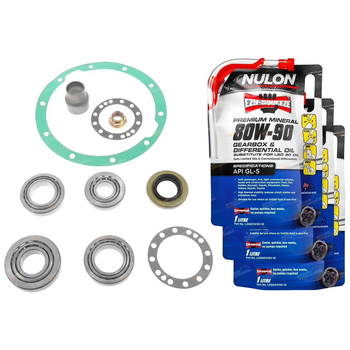 Front/Rear Diff Bearing Rebuild Kit + Oil for Landcruiser HJ60 HJ61 HJ75
