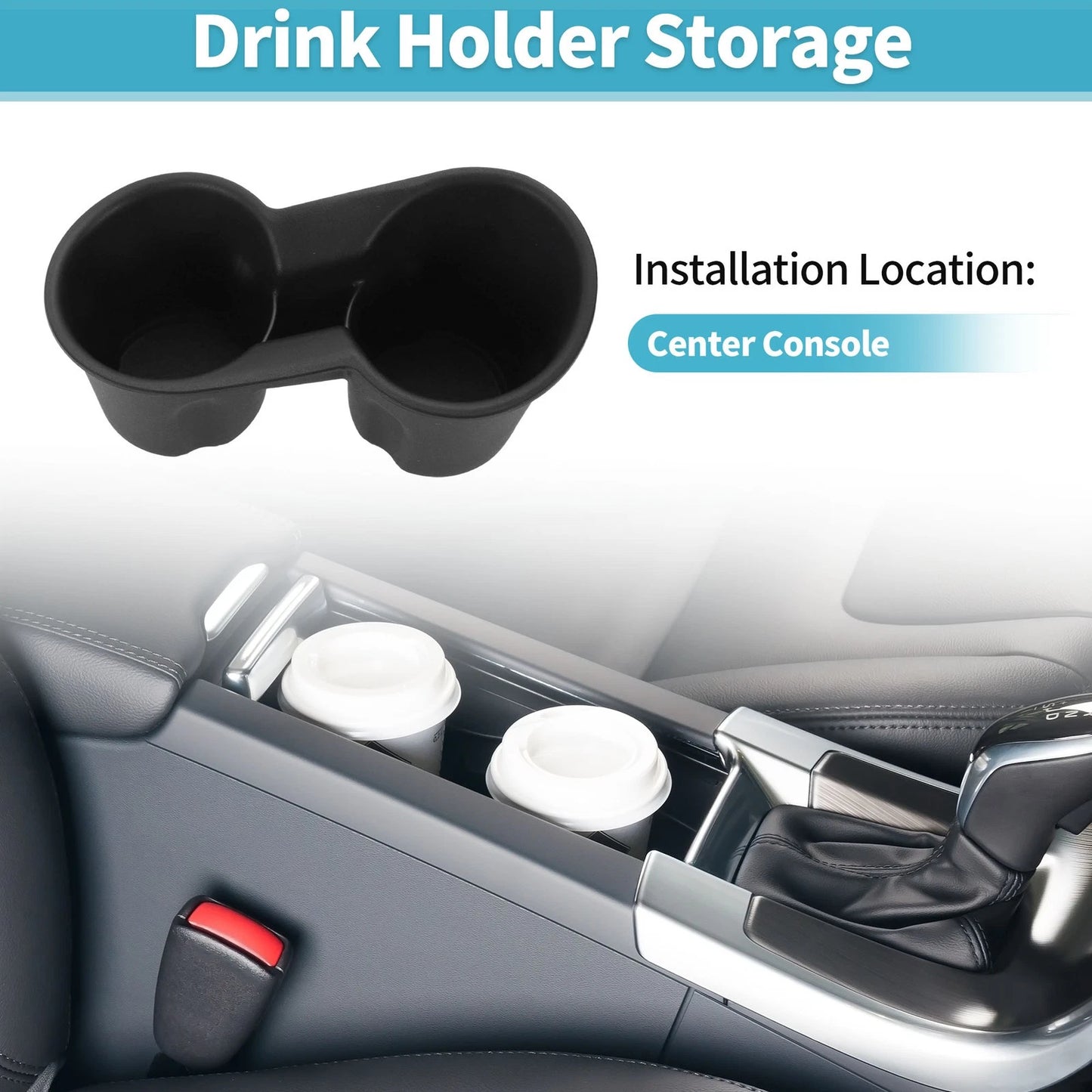 Center Console Cup Holder Organizer for Subaru Crosstrek (2024–2025) TPE Black