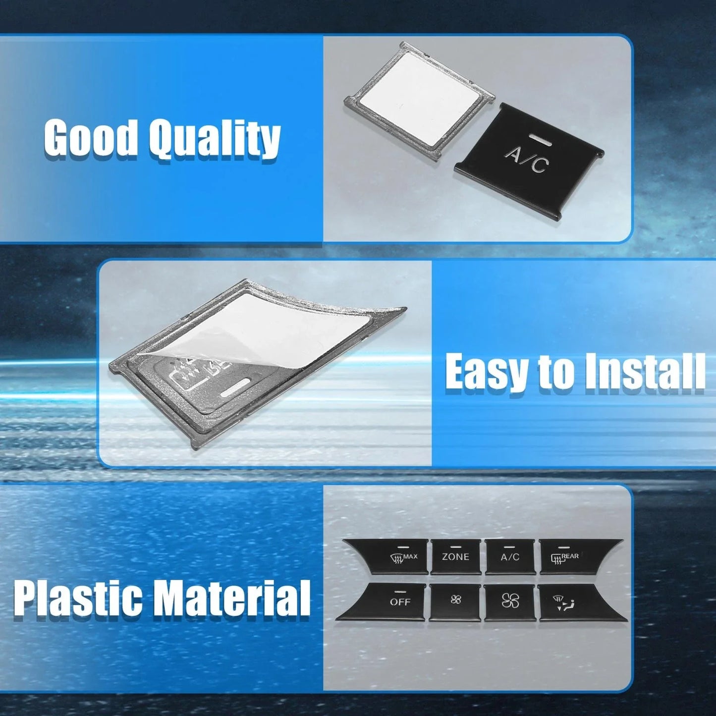 Front Center Console Air Conditioning Button Stickers Set for Mercedes-Benz