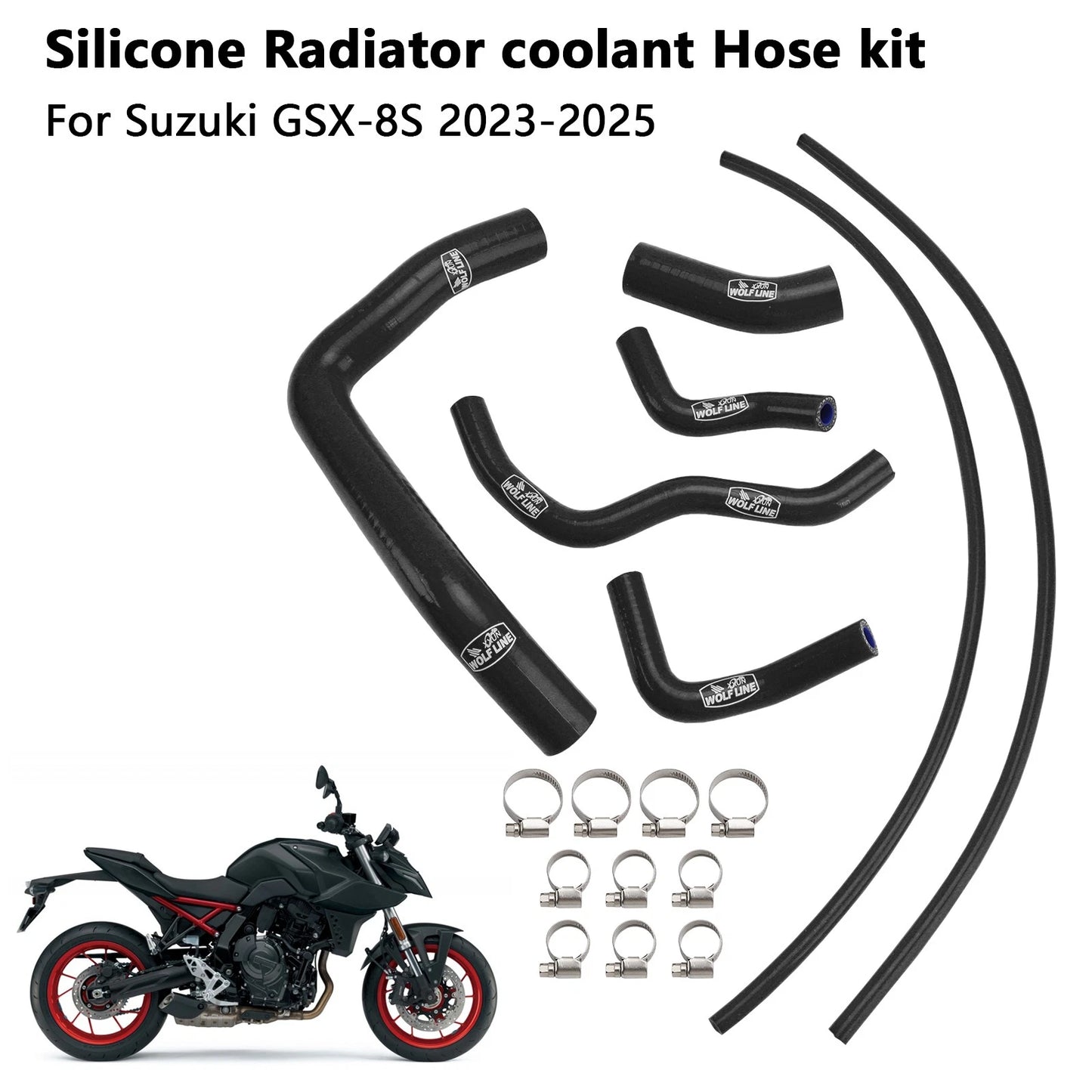Silicone Radiator Coolant Pants for Suzuki GSX-8S (2023–2025) Black