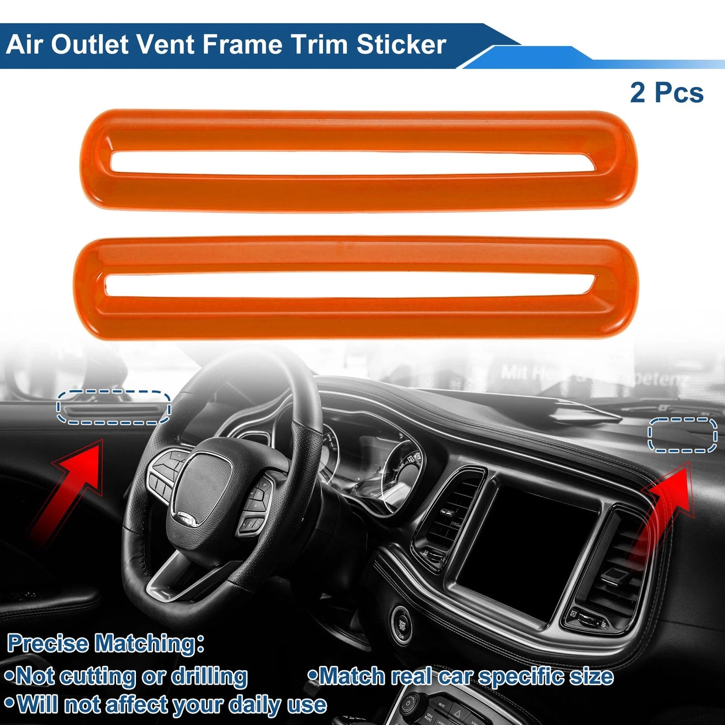 2X Air Condition Outlet Vent Trim Cover Frame for Dodge Challenger (2015–2023)