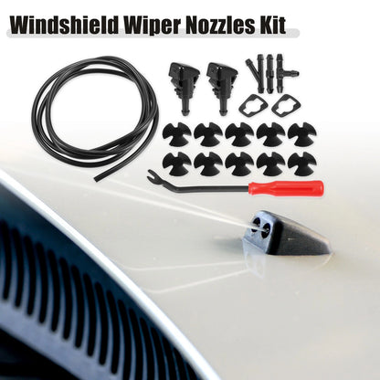 Set of 2 Front Windshield Washer Nozzle Kit for Dodge RAM (with 2M Hose)