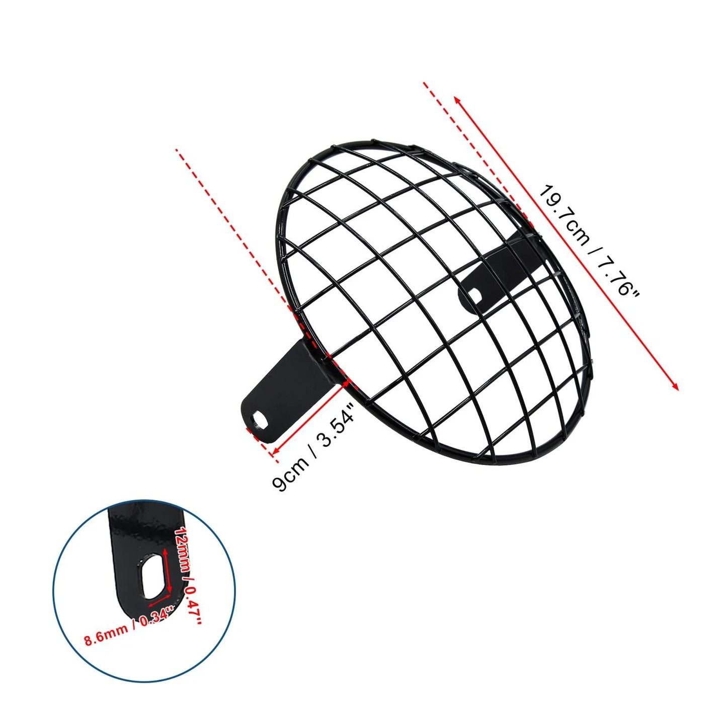 Headlight Mesh Grill Cover for Harley (7.8" Black Metal)