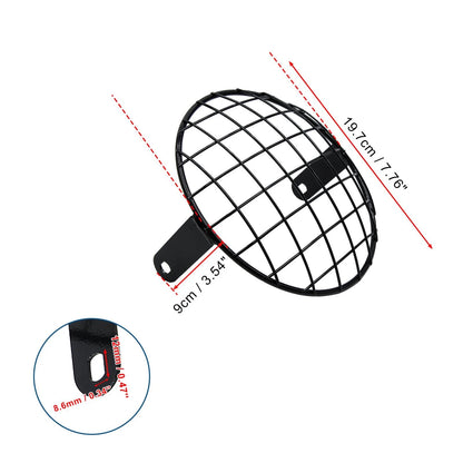 Headlight Mesh Grill Cover for Harley (7.8" Black Metal)