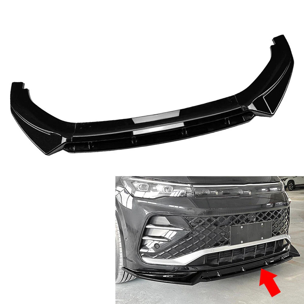 Front Bumper Lip Spoiler for VW Tiguan MK3 (2024-2025) Glossy Black
