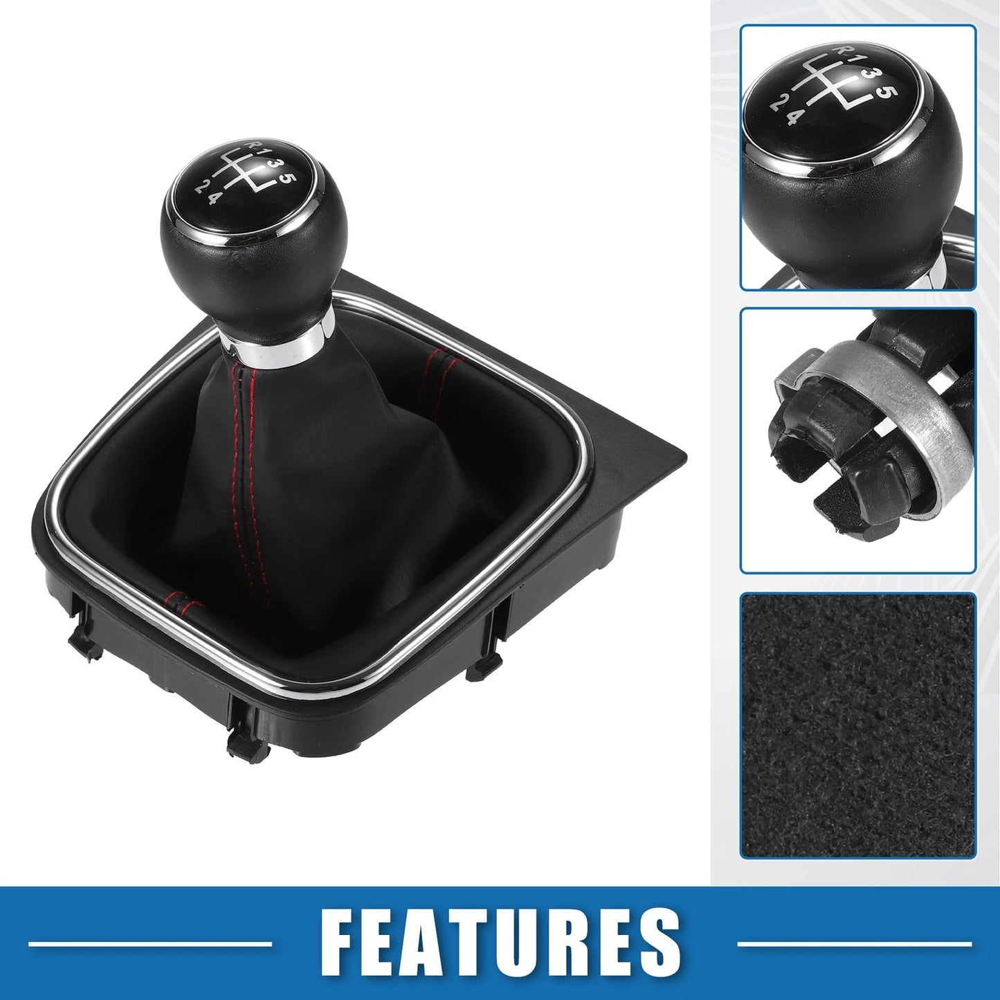 5 Speed Manual Gear Shift Knob with Gaiter Boot for Volkswagen Golf MK5 (2003–2009)