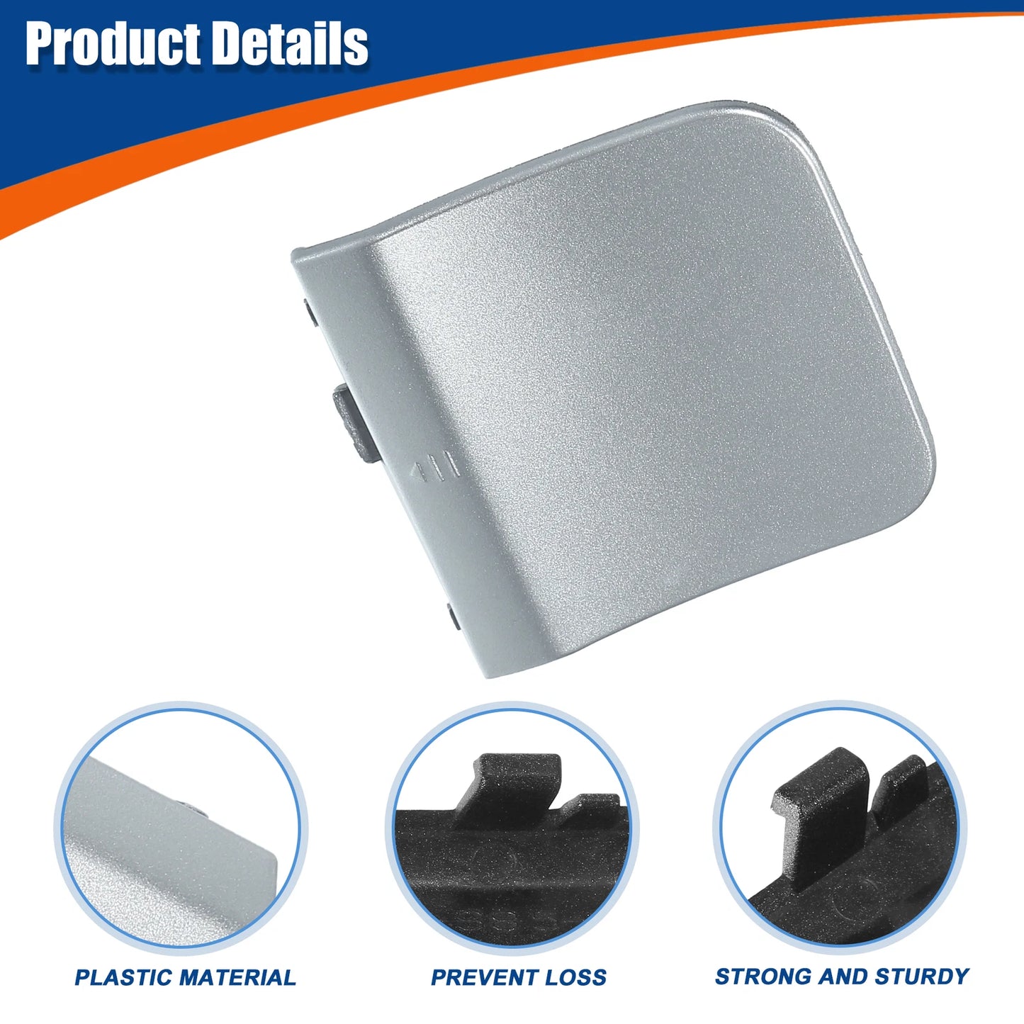 Rear Car Bumper Tow Hook Cover for Mercedes-Benz (A2048855623) Silver Tone