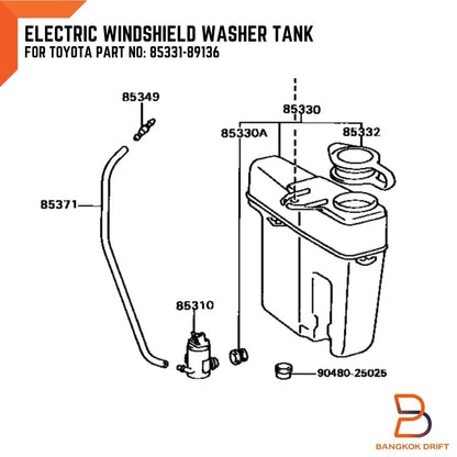 12V Pump Washer Jar Tank Bottle Assembly for Toyota Hilux MK3 LN85 LN106 (89-97)