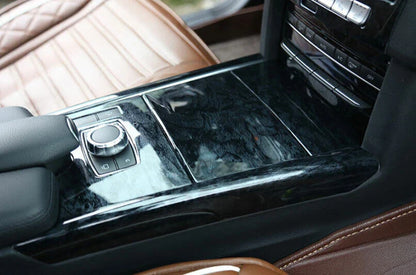 Black Wood Grain Console Panel Dashboard Cover for Benz E-Class (2014–2015)