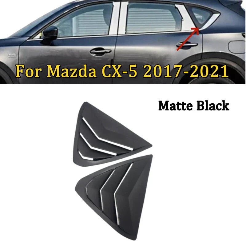 Matte Black Rear Side Window Shutters Louvers Trim for Mazda CX-5 (2017–2021)