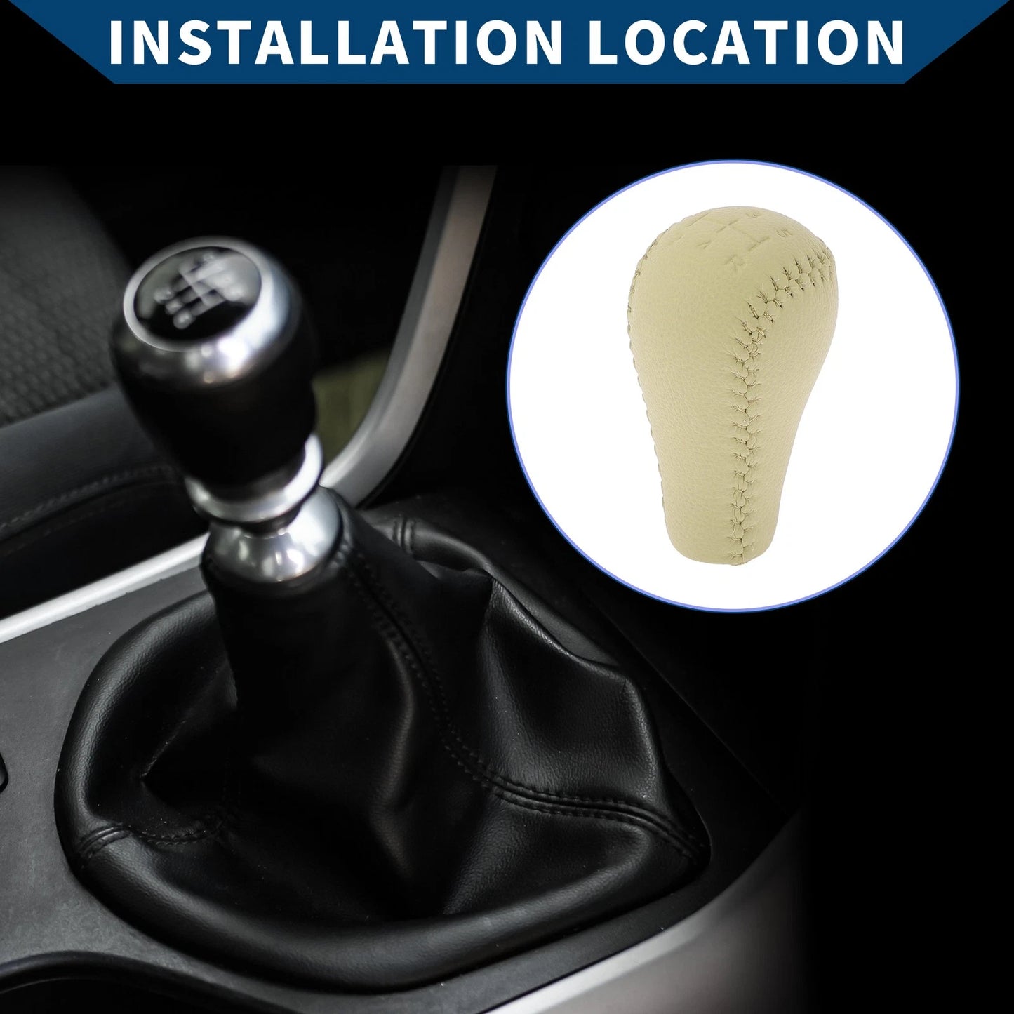 5 Speed Manual Gear Shifter Knob for Nissan Patrol (2004–2007) Faux Leather Beige
