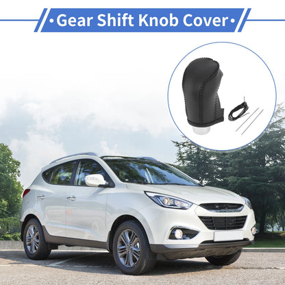 1 Pc Gear Shift Knob Cover for Hyundai Tucson (2015–2018) Black Faux Leather