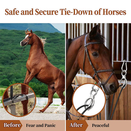 Horse Tie Ring with Eye Bolts & Snaps for Horse - Prevent Pulling