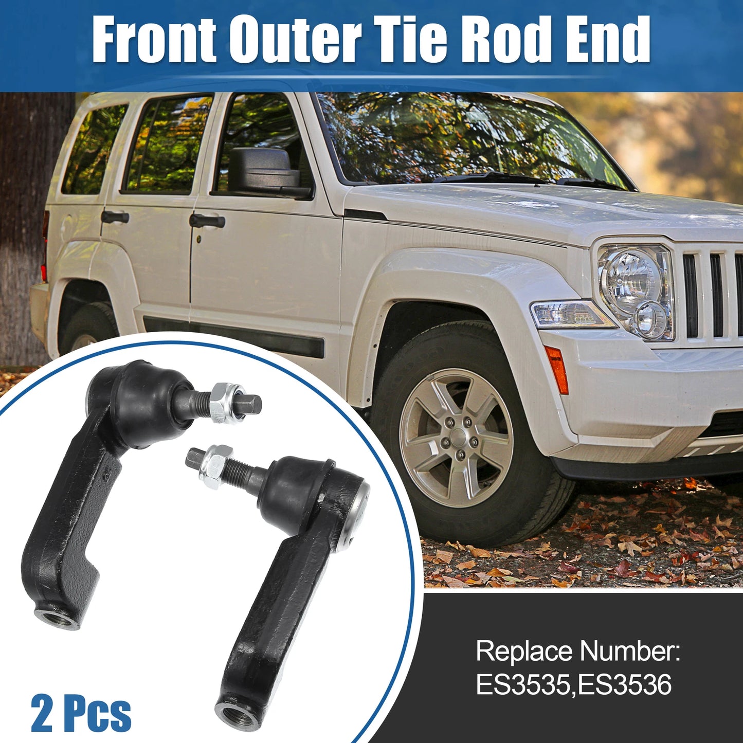 2pcs Front Outer Tie Rod End for Jeep Liberty (2002–2007) No. ES3535/ES3536