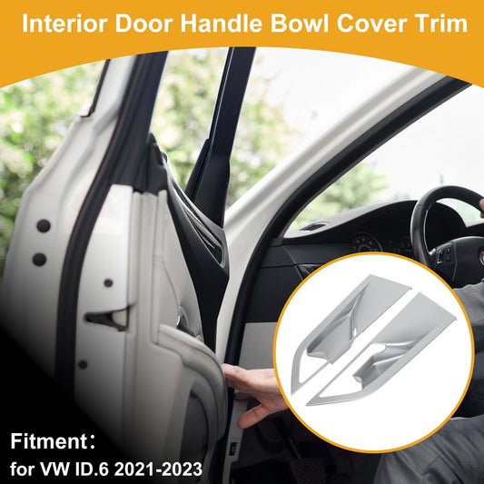Interior Door Handle Bowl Cover Trim for VW ID.6 (2021–2023) Silver Tone