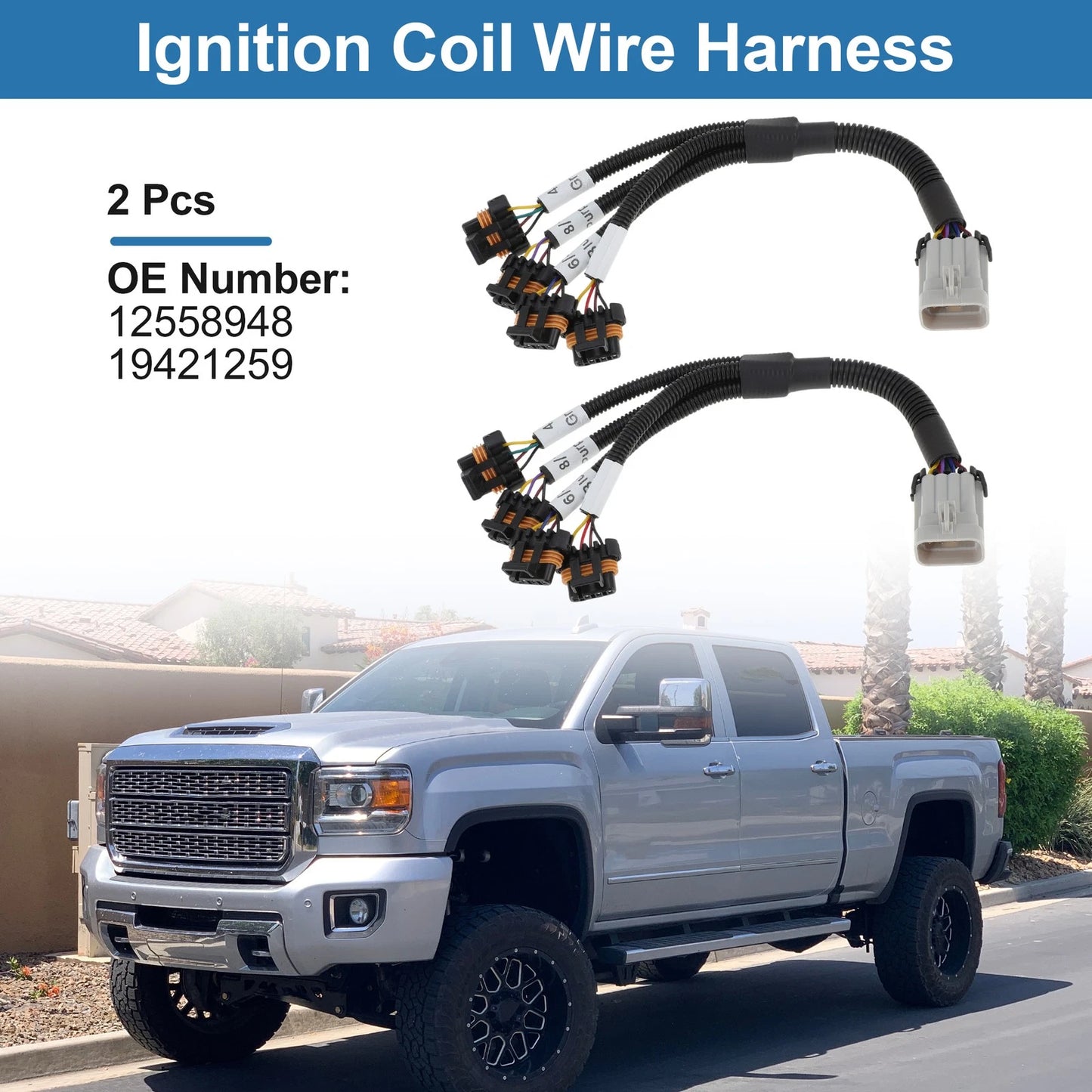 2X Ignition Coil Wire Harness No.12558948 for Chevy Corvette 5.7L (1997–2004)