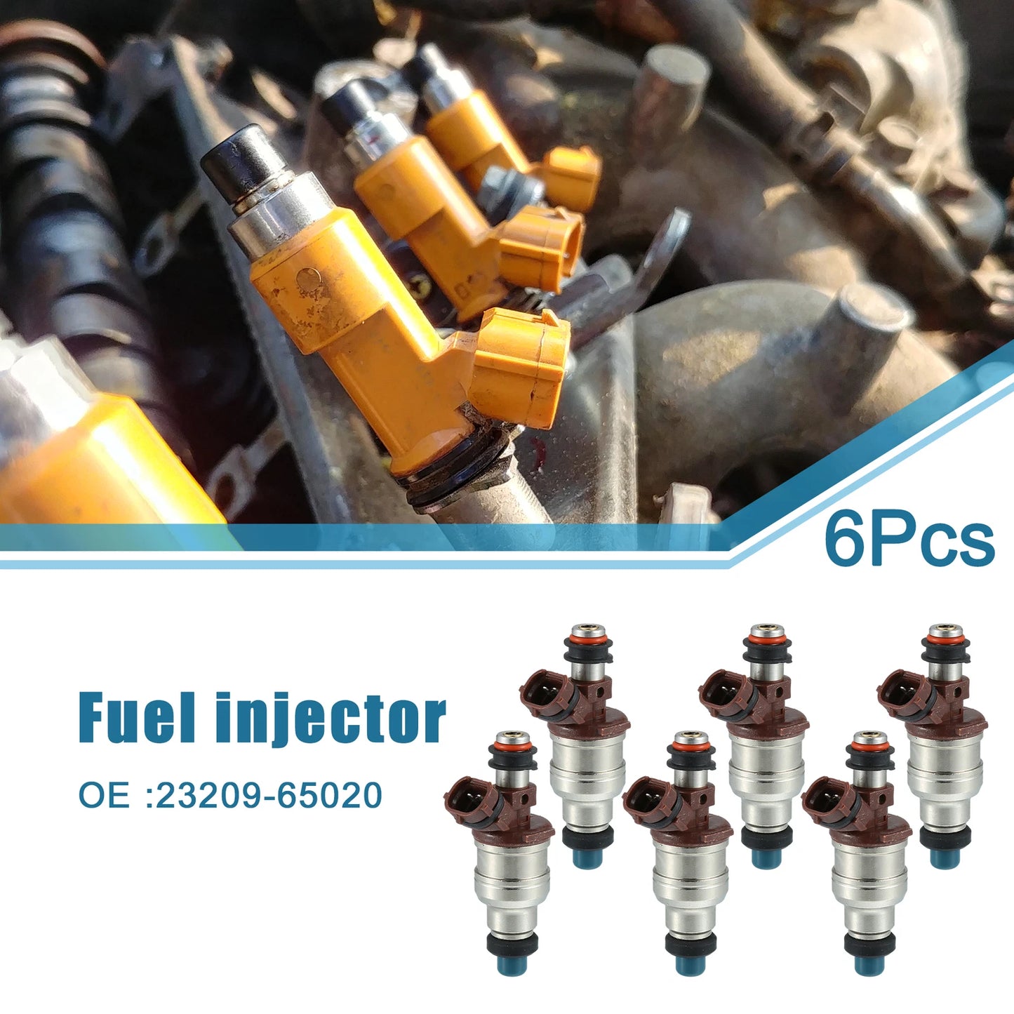 Set of 6 Fuel Injectors No.23209-65020 for Toyota 4Runner SR5 (1989–1995)