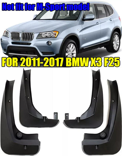2 x Front & Rear Molded Splash Guards Mud Flaps for BMW X3 (2011–2017)