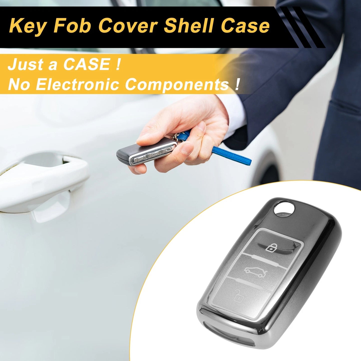 Gradient Black TPU Car Key Case for VW Up (2011–2023)