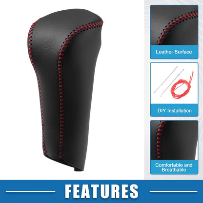 Gear Shift Head Knob Cover for Honda Civic (2006–2011) Black Red Stitches