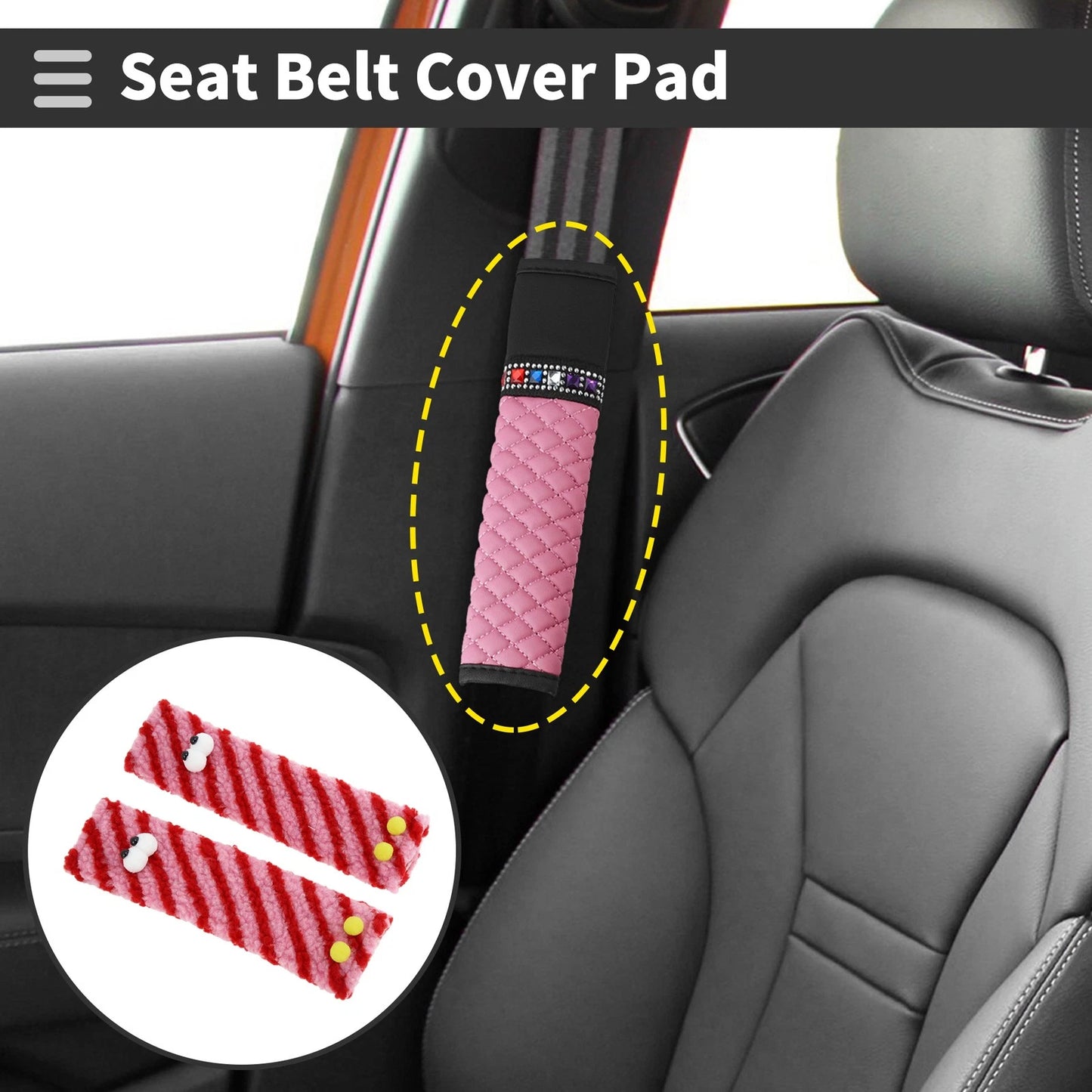 Set of 2 Seat Belt Cover Pads for Universal Fit (24cm)