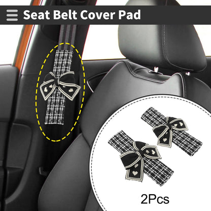 Set of 2 Black Seat Belt Cover Pads for Universal Fit (9.84 Inch)