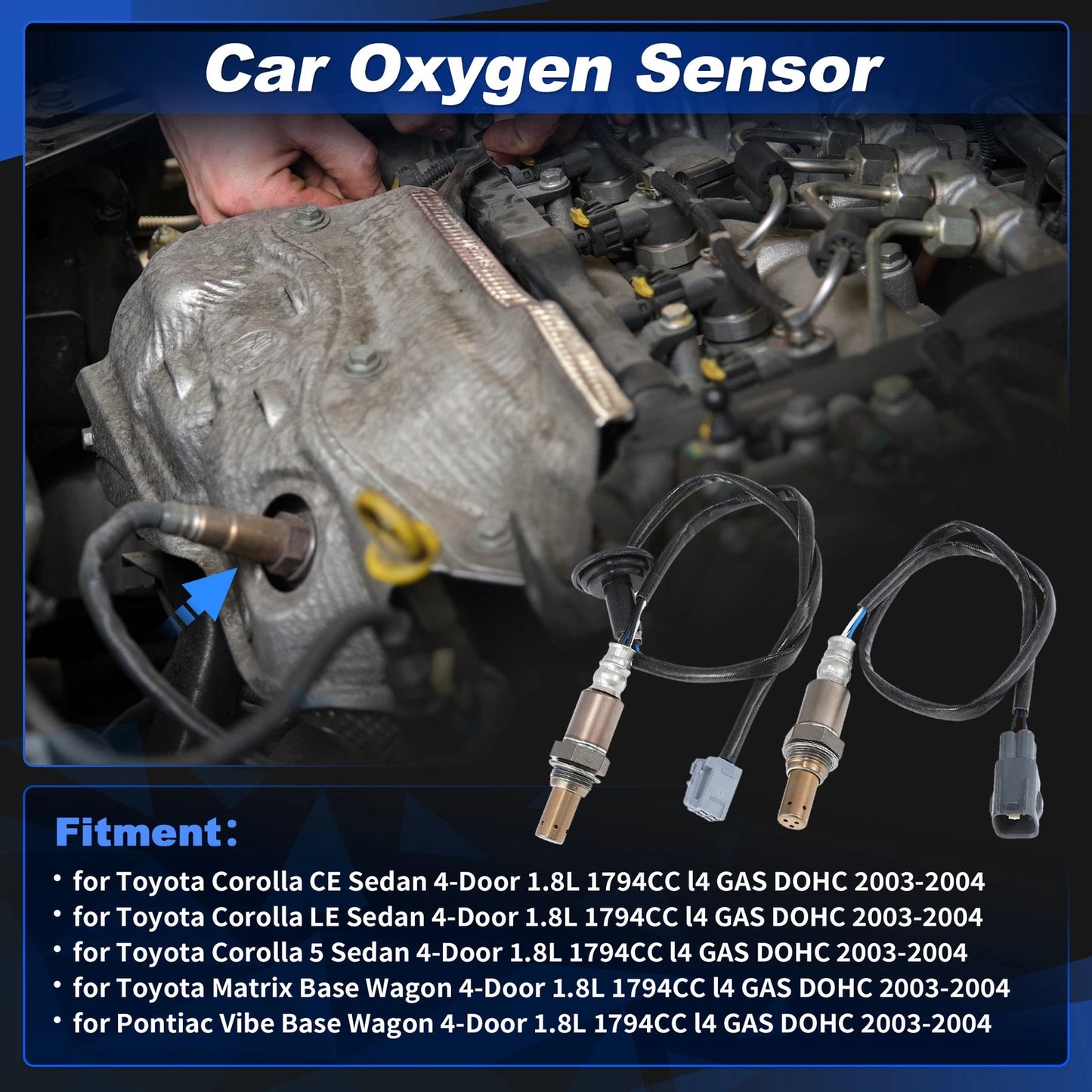 2X Upstream & Downstream Oxygen Sensor for Toyota Corolla CE Sedan (2003–2004)