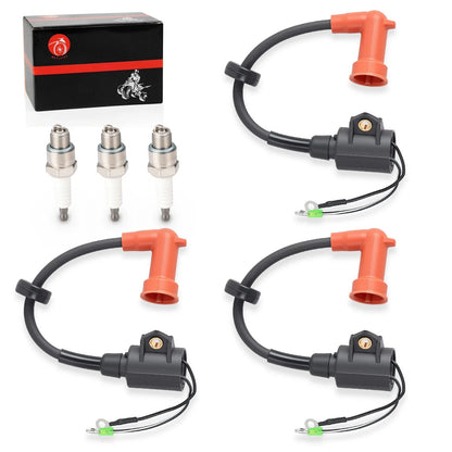 3 Ignition Coils w/ Spark Plug for Yamaha 9.9–50 HP