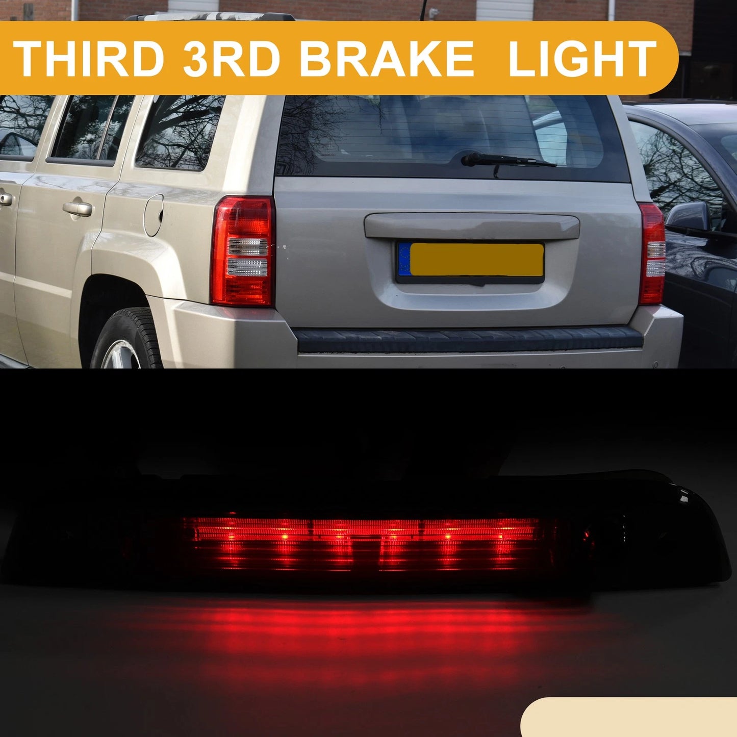 Third Brake Stop Light No. 5116236AF for Jeep Patriot (2007–2017) ABS Black