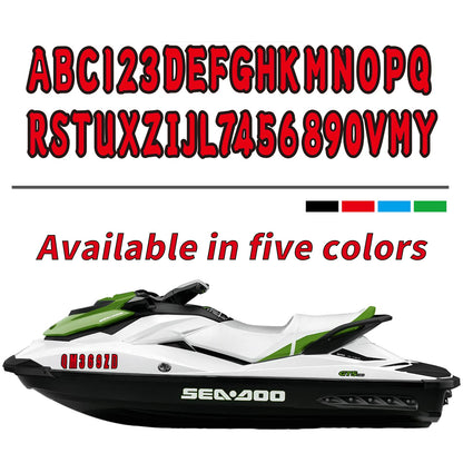 Set of 4 Red Marine Boat Decals A-Z & 0-9 Numbers (Compatible with Various Models)