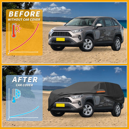 Waterproof Car Cover for Toyota RAV4 (190T-PU, Black, All Weather)