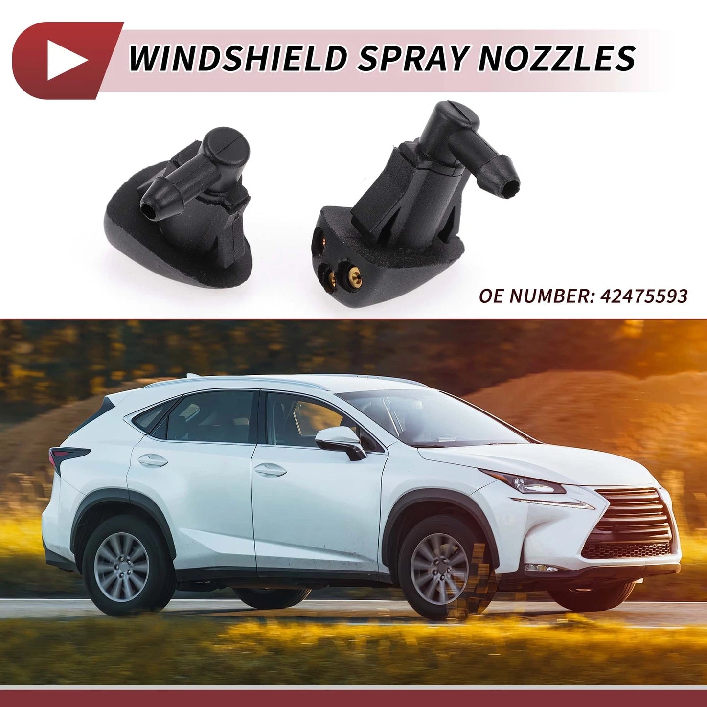 2X Front Windshield Washer Nozzle for Chevrolet Cruze (2008–2012) No. 42475593