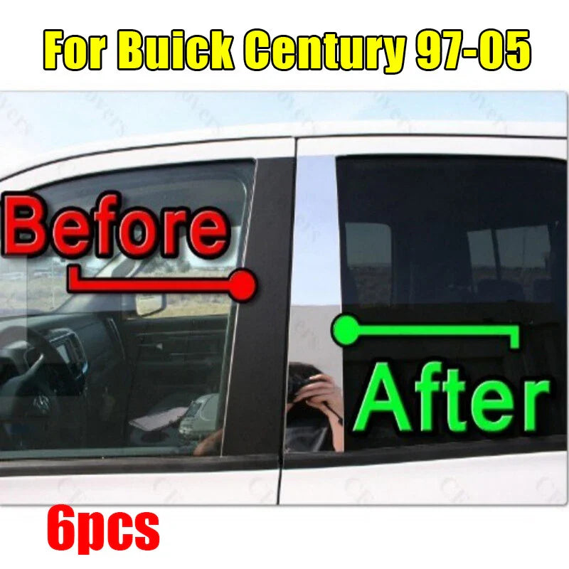 Chrome Pillar Trim Door Cover Mirrored Post / 6PCS/Set / Door Cover for Buick Century (1997–2005)
