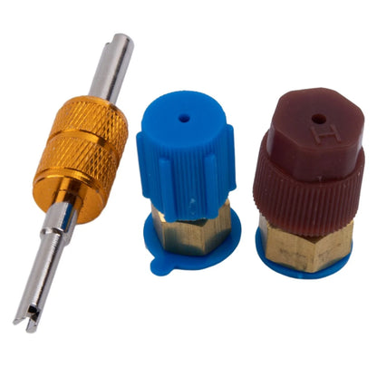 R12 To R134A 2 x Air-Condition Blue/Red Cap Filling Valve Fitting