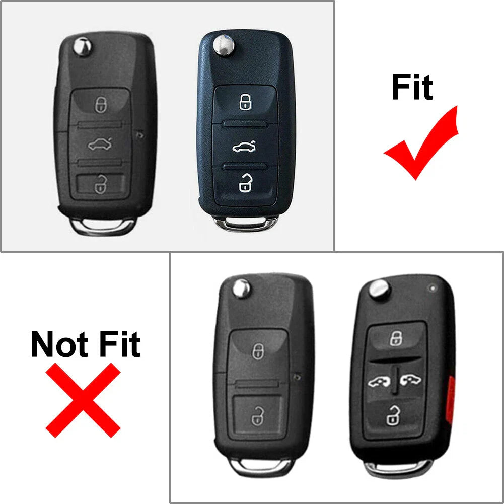 Silver 3-Button Key Remote Cover Case for VW Gran Lavida (2013-2017)