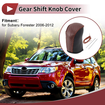 Gear Shift Knob Cover for Subaru Forester (2006–2012) Brown Faux Leather