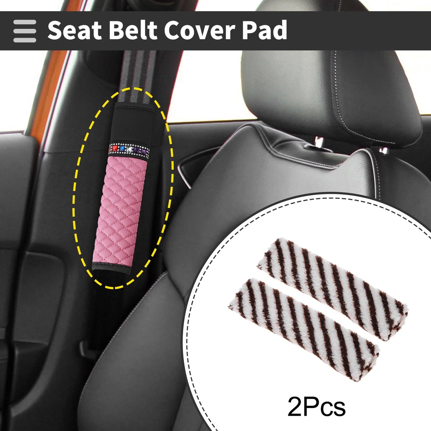 Set of 2 Seat Belt Cover Pads for Universal Fit (24cm)