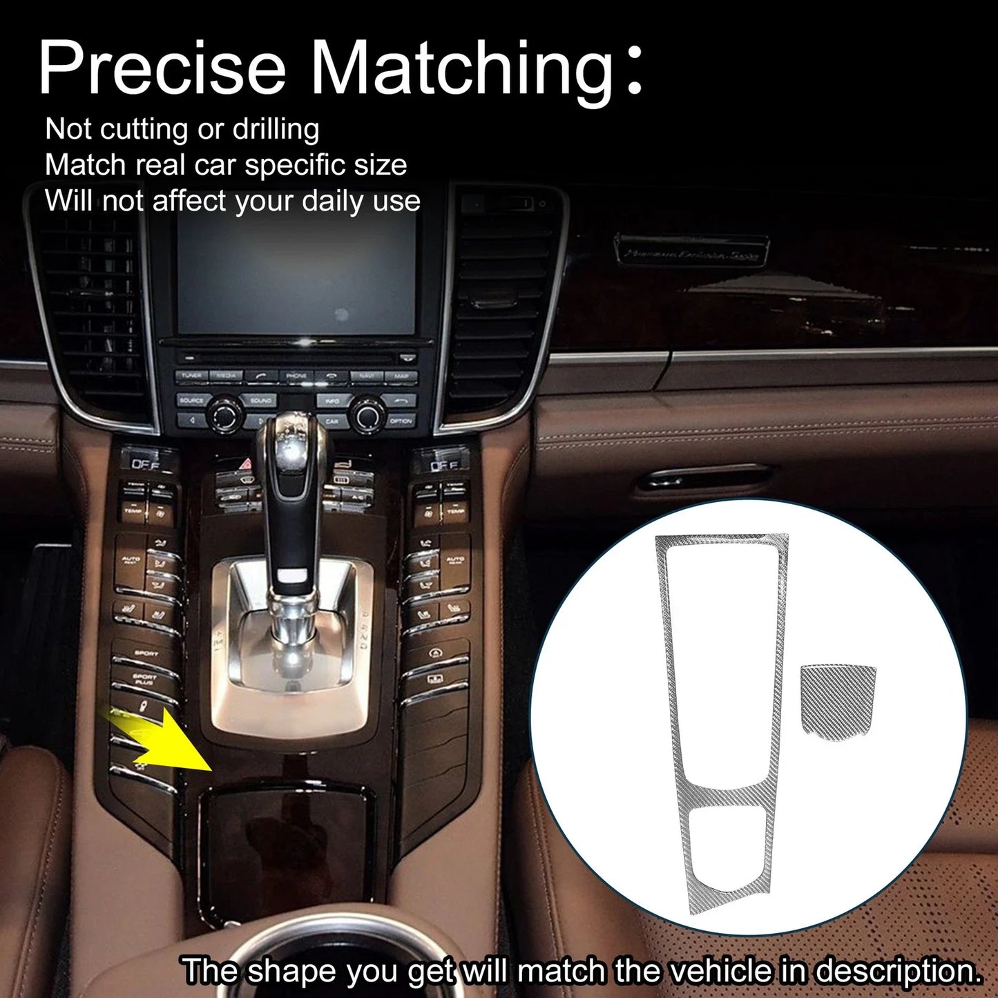 ABS Gear Shift Knob Cover Sticker for Porsche Panamera (2010-2016) 1 Set