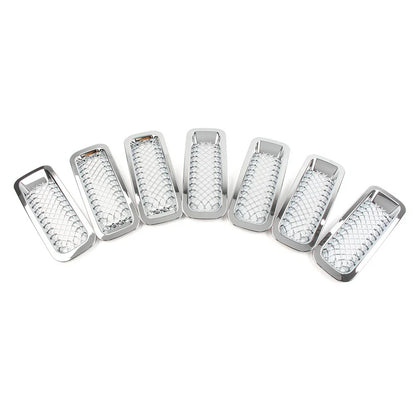 7 x Front Mesh Grille Cover for Jeep Patriot (2011-2017) Chrome ABS