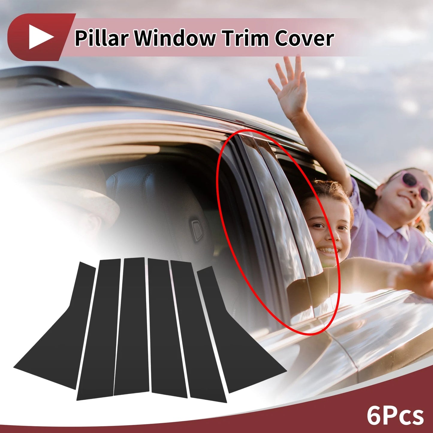Door Pillar Window Trim for Nissan X-Trail/Rogue (2021–2022) Black