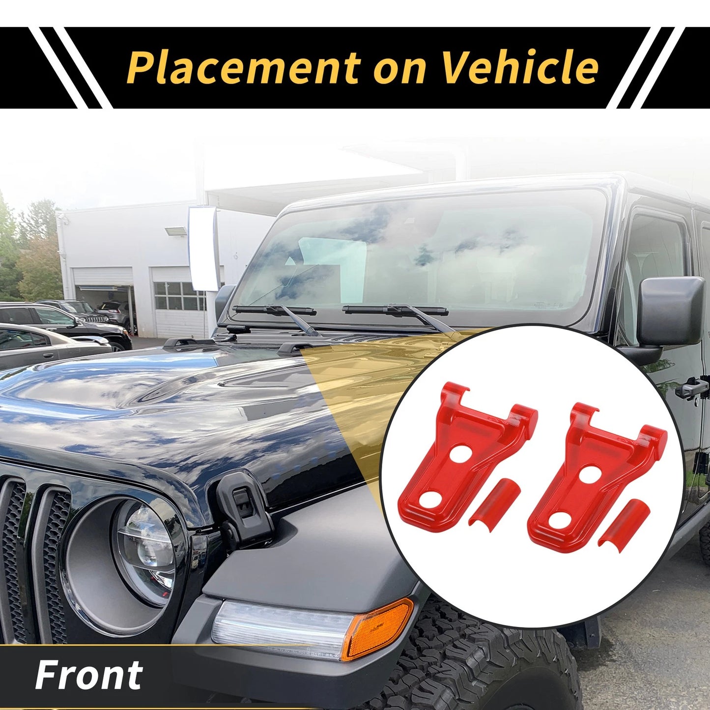 1 Pair Engine Hood Hinge Cover for Jeep Wrangler JL JLU (2018–2024) Red Plastic
