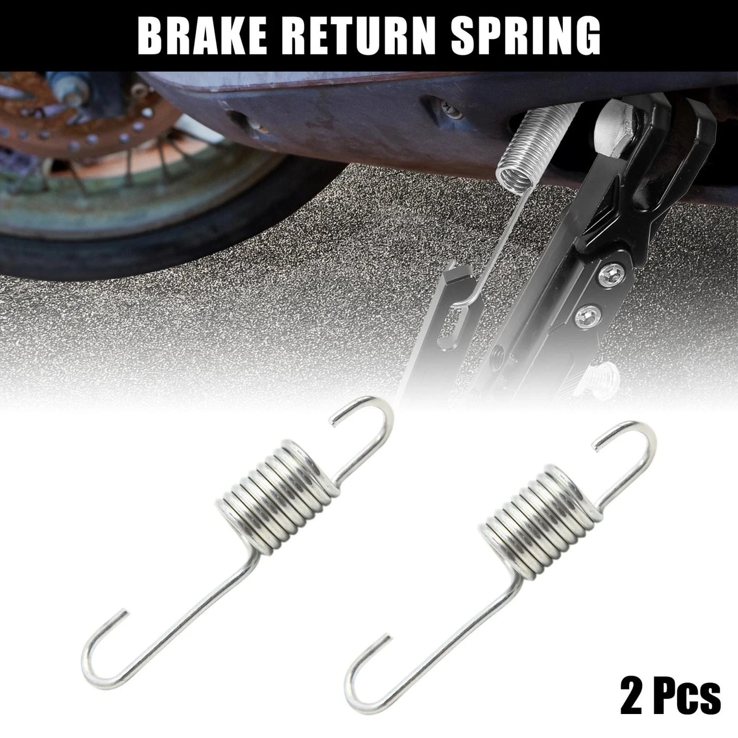2 x 8cm Silver Tone Metal Motorcycle Brake Pedal Return Spring for Honda CG125
