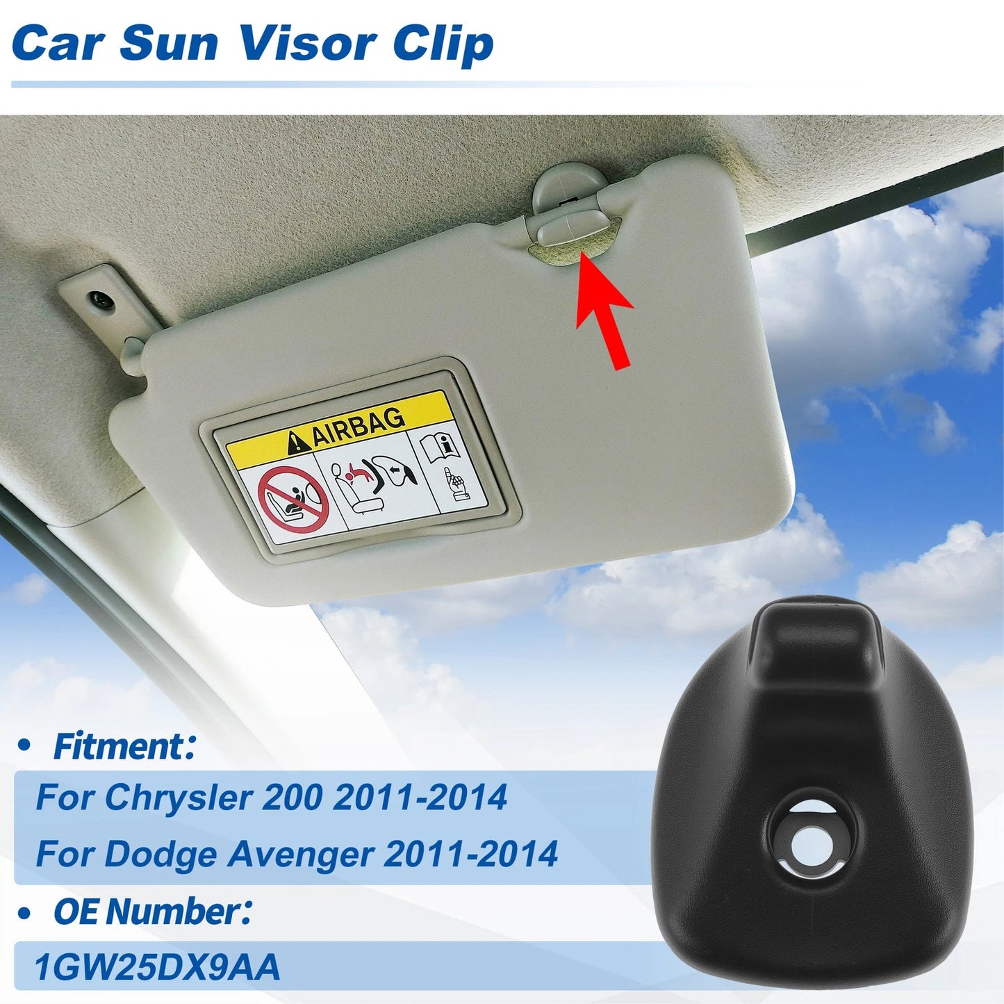 Sun Visor Clip for Chrysler 200 (2011–2014) & Dodge Avenger (2011–2014) 1GW25DX9AA
