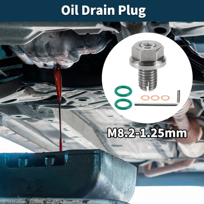 Set of 1 M8.2-1.25mm Copper Oil Drain Plug with Gasket for Car Motorcycle